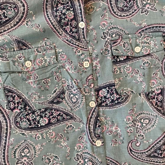 Croft & Barrow Paisley Button Down Long Sleeve Blouse Womens Size Petite Large - Picture 4 of 6